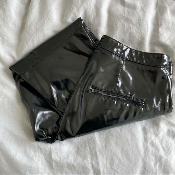 H&M Faux Leather High-Waisted Pants - Straight Leg - Picture 1 of 9